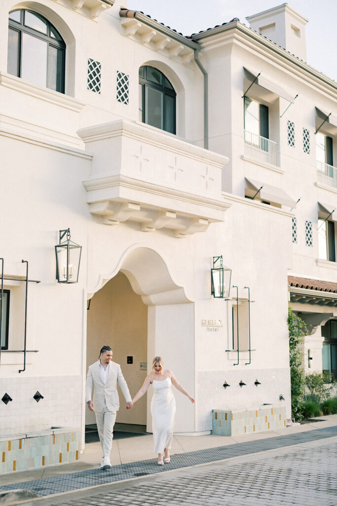 Lakyn and Christian Watson at The Cambria Hotel in Calabasas, California before their wedding rehearsal dinner