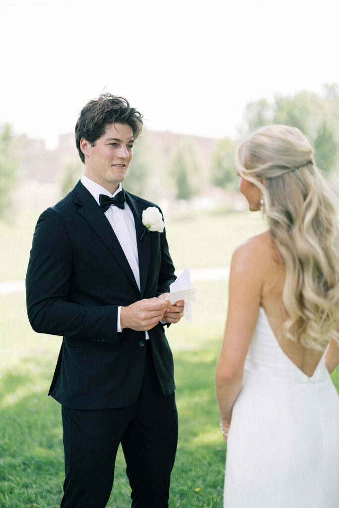 Bride and groom first look