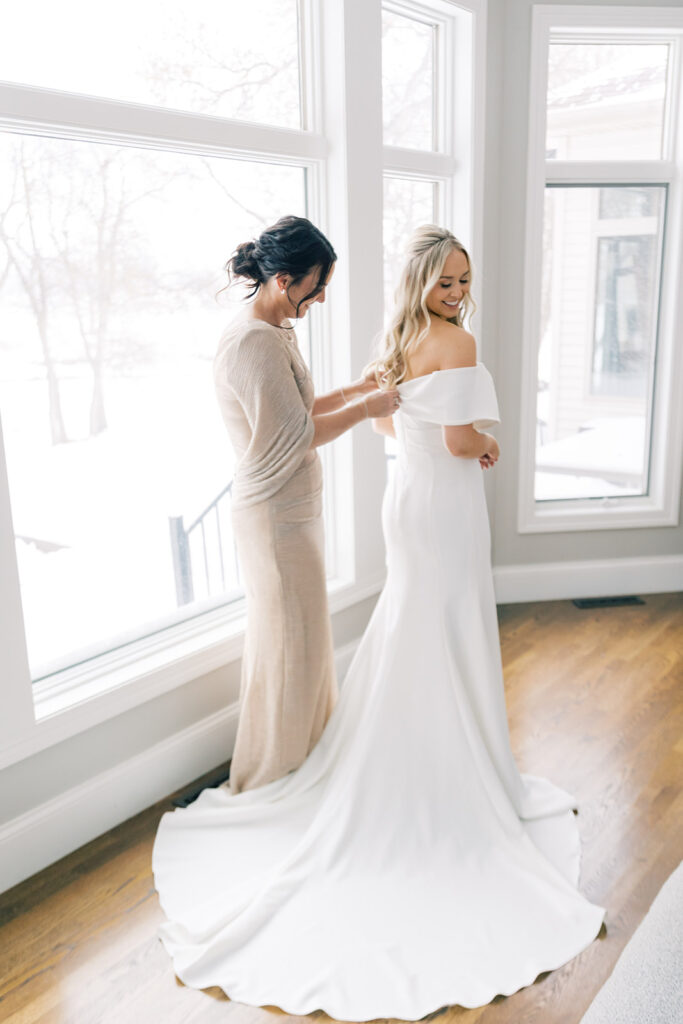 bride's getting ready for an intimate wedding