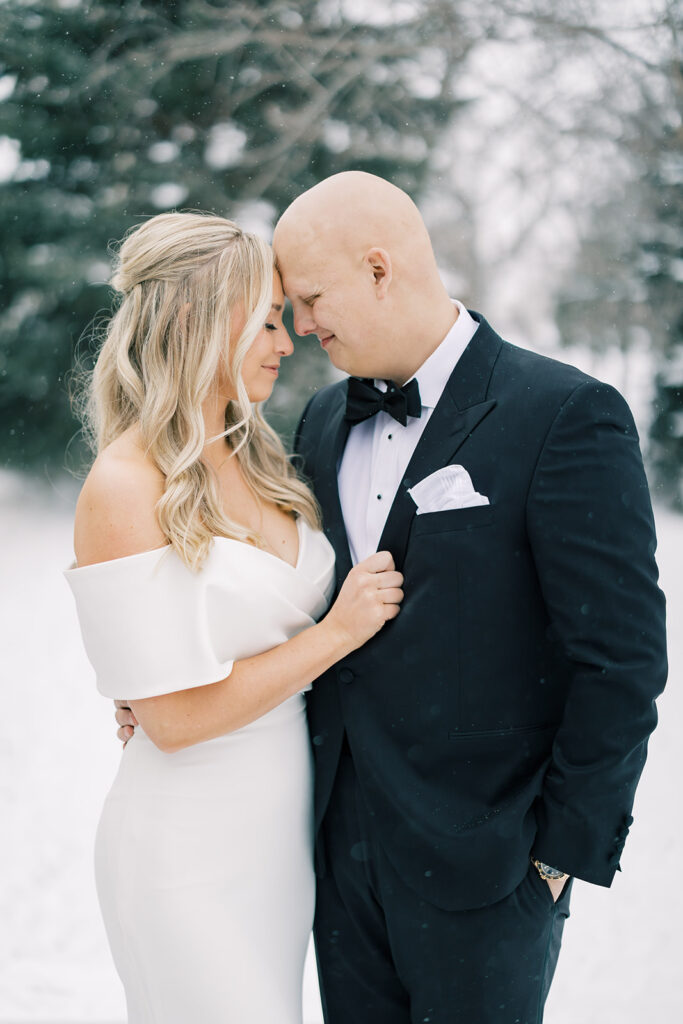 bride and groom first look at an intimate wedding 