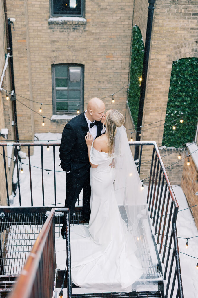 bride and groom outside portraits
