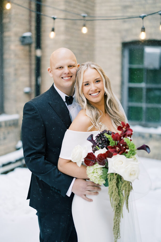 bride and groom outside portraits