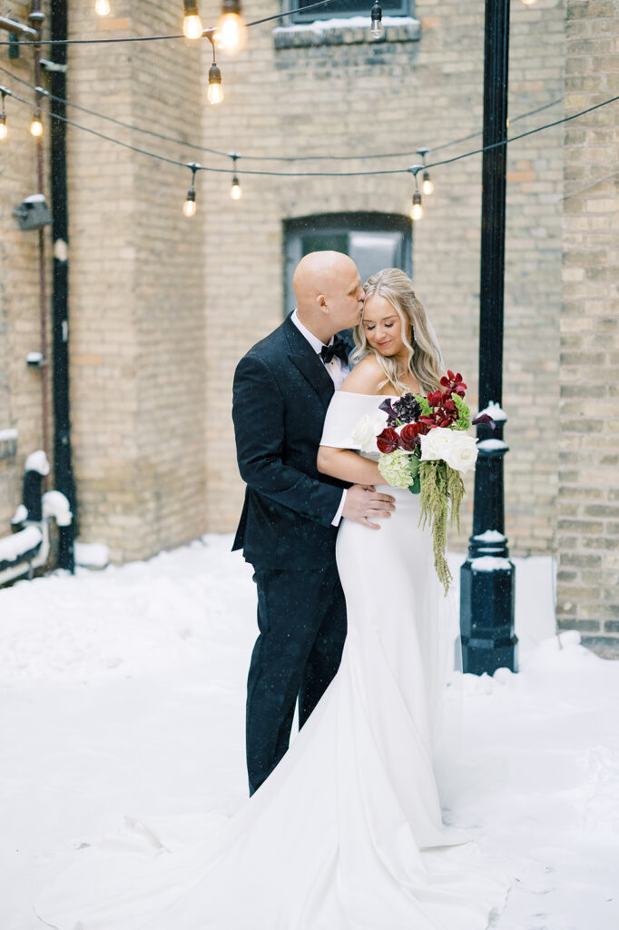 bride and groom outside portraits
