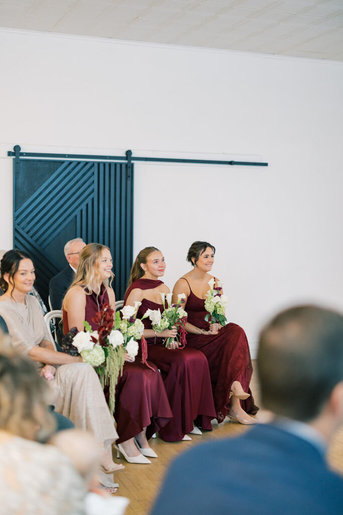 wedding party during the ceremony