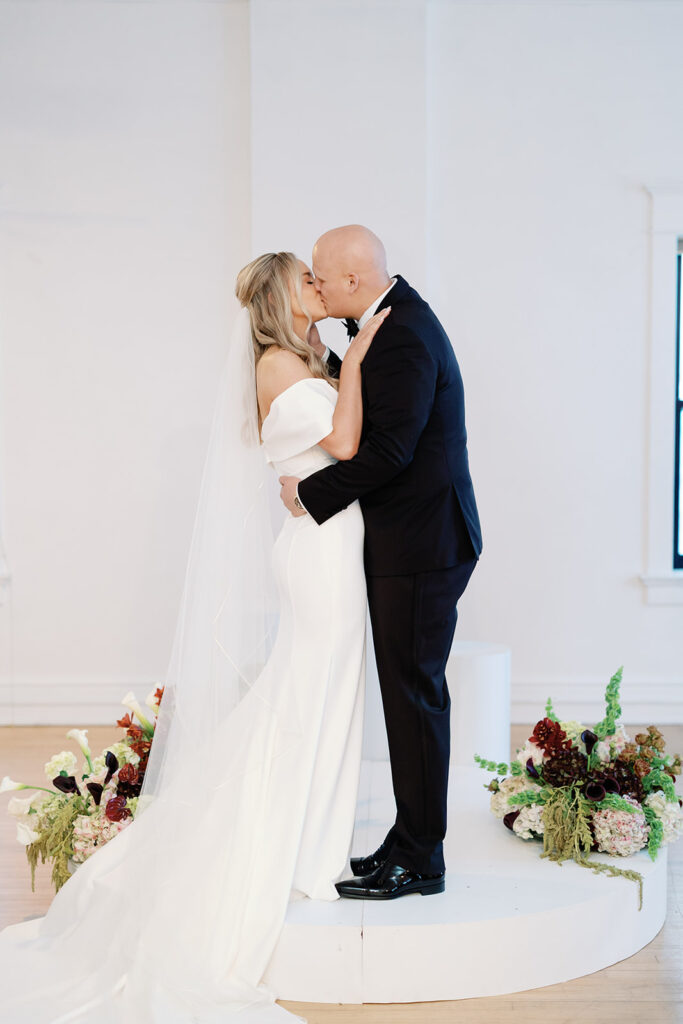 wedding ceremony bride and groom at the alter