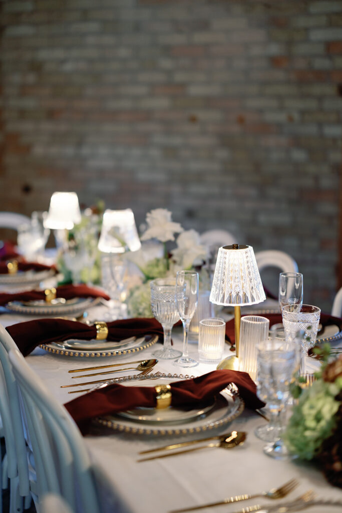 wedding reception table set up 