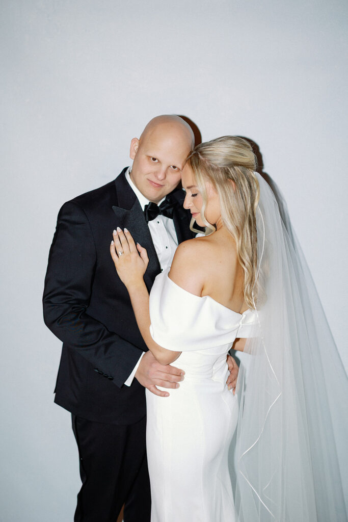 bride and groom flash photos