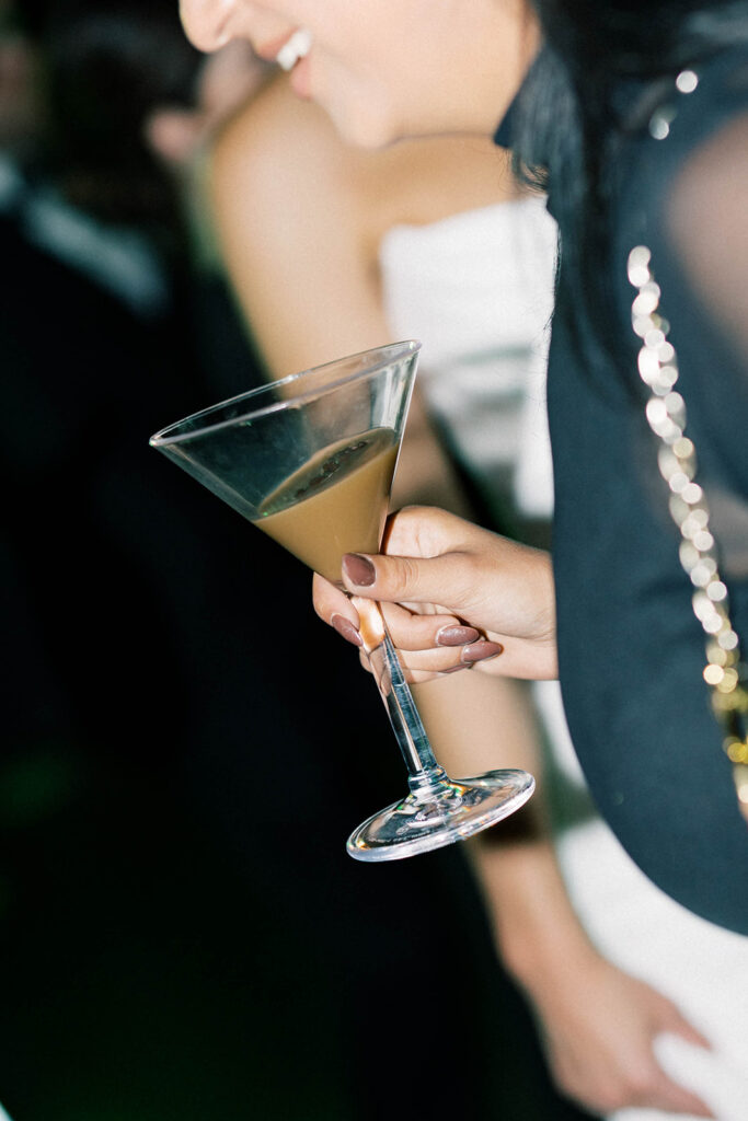 martini at wedding reception 