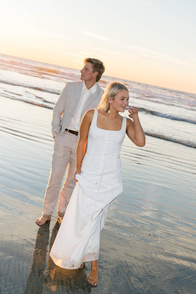 Bride and Groom dancing on the beach at Scripps Seaside beach during an intimate elopement