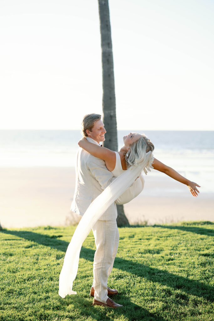 Bride and Groom at Scripps Seaside beach during an intimate elopement