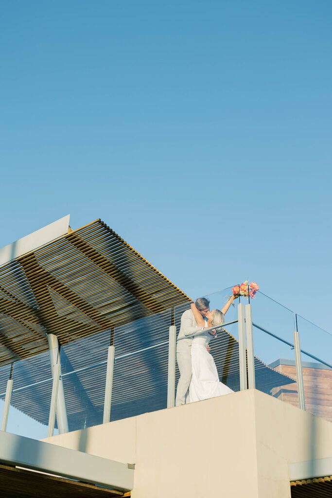 Bride and Groom at Scripps Seaside beach during an intimate elopement