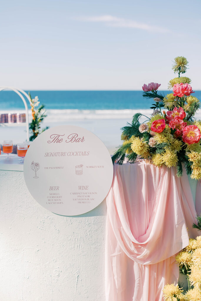 Wedding bar at Scripps Seaside beach during an intimate elopement