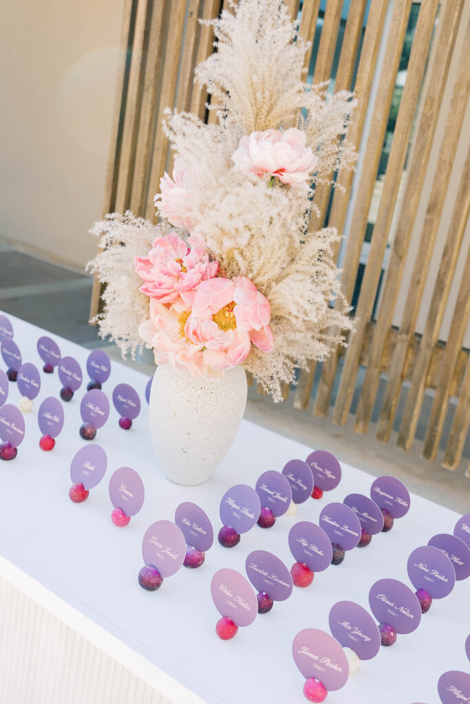 Wedding decor at Scripps Seaside beach during an intimate elopement