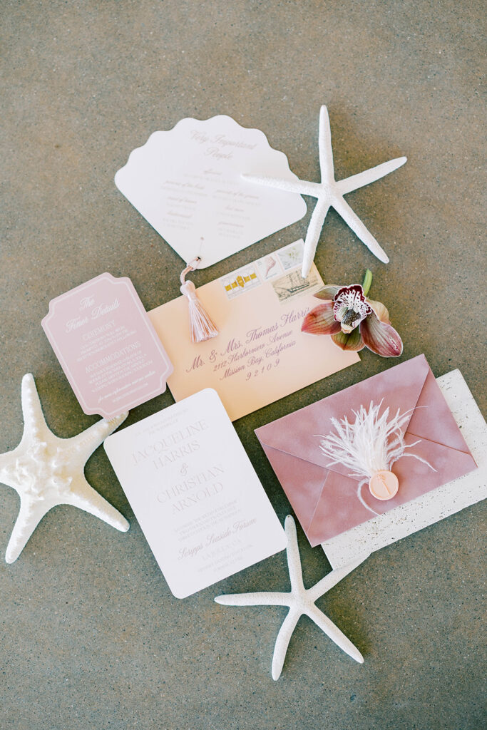Flat Lay at Scripps Seaside beach during an intimate elopement