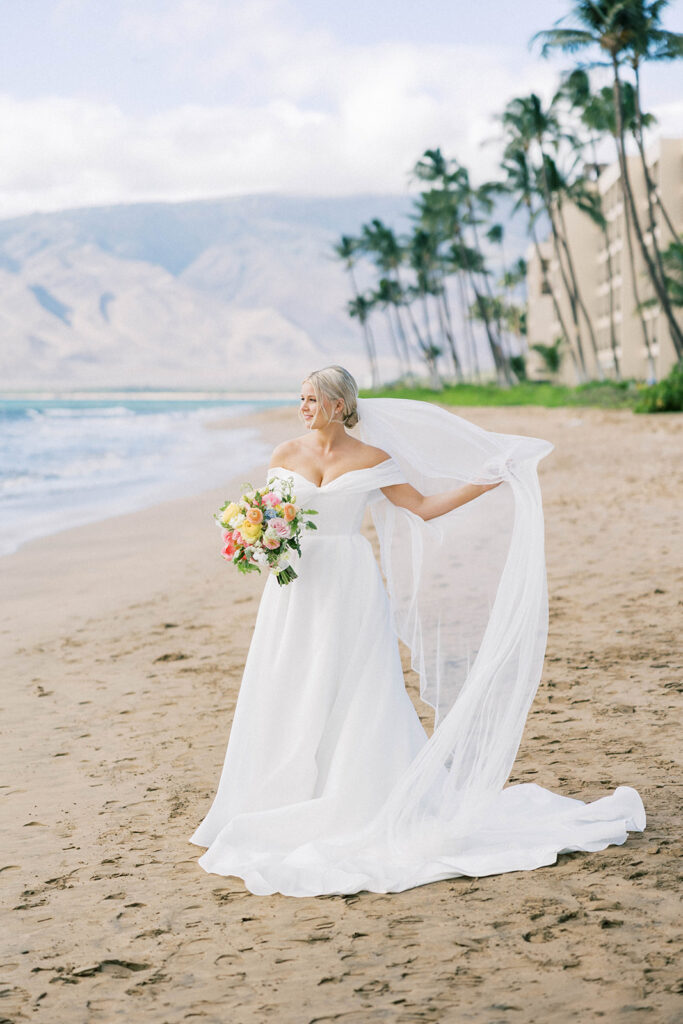 bride portraits on the beach of maui