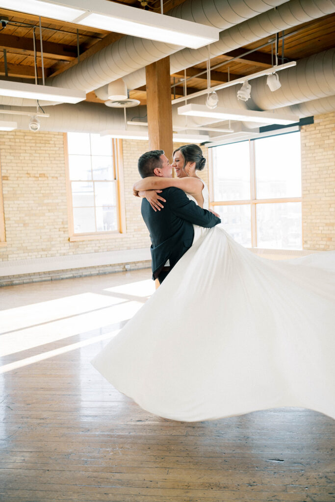 winter bride and groom