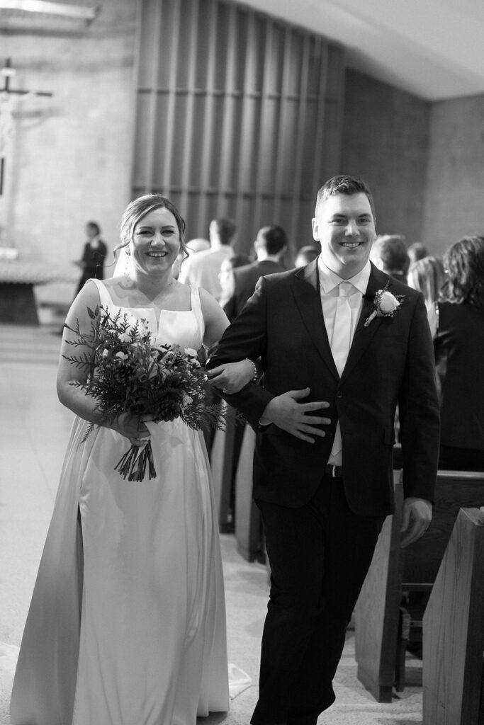 winter bride and groom