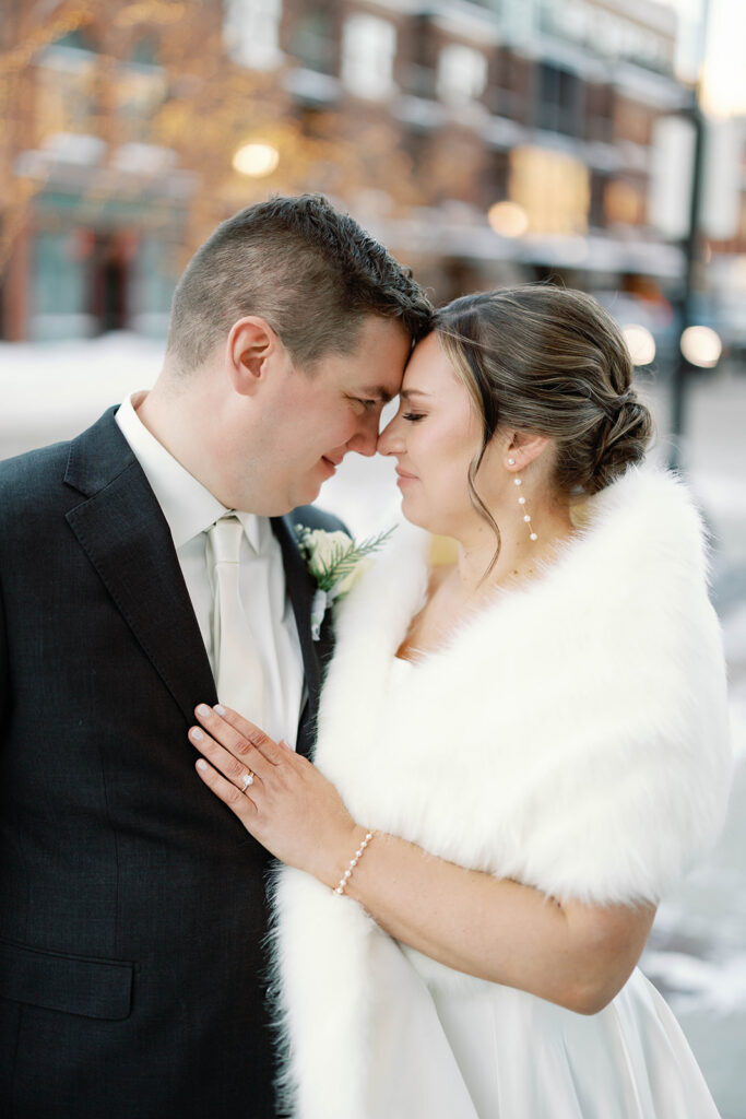fargo winter bride and groom