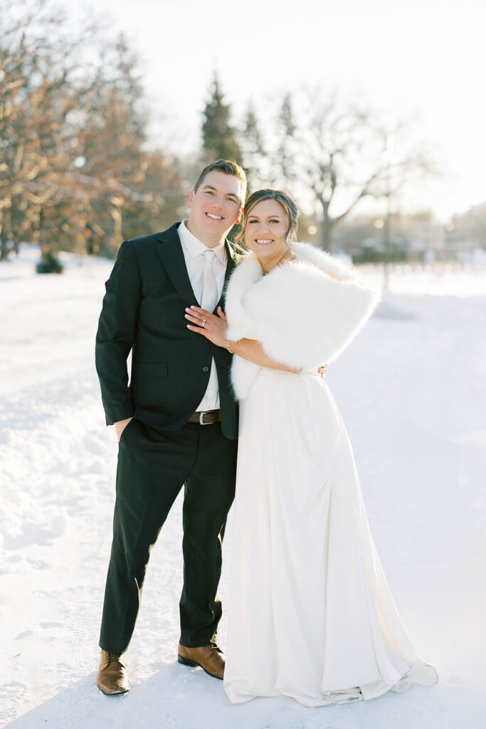 fargo winter bride and groom