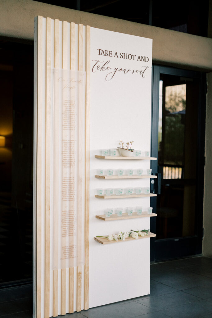 Scottsdale Wedding, reception wall full of shots