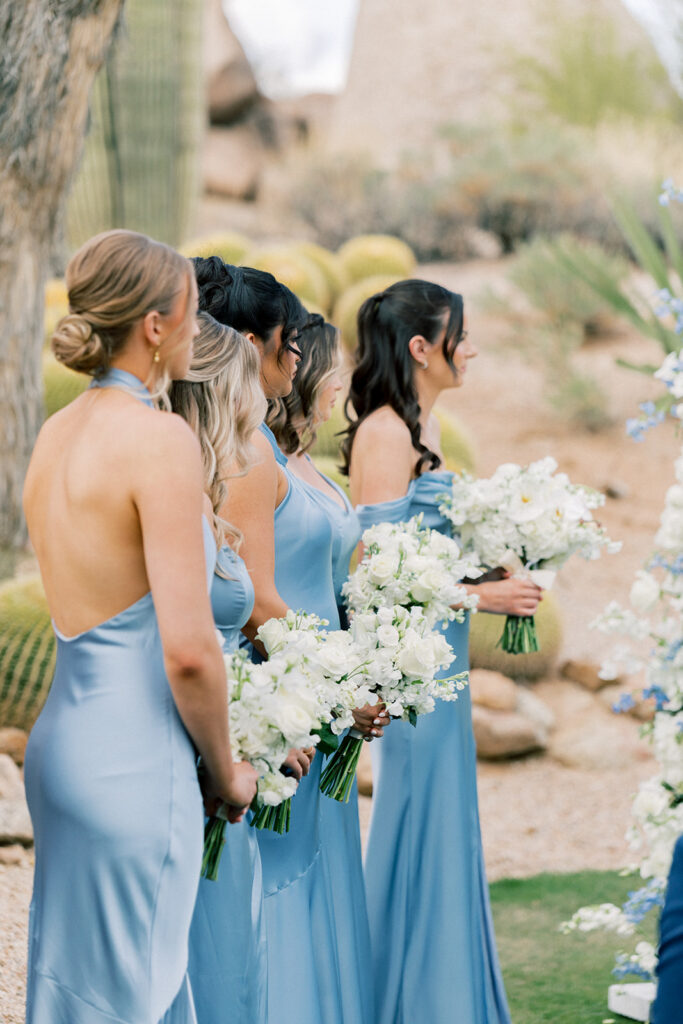 Scottsdale Wedding, detail shot of bridesmaids during the ceremony