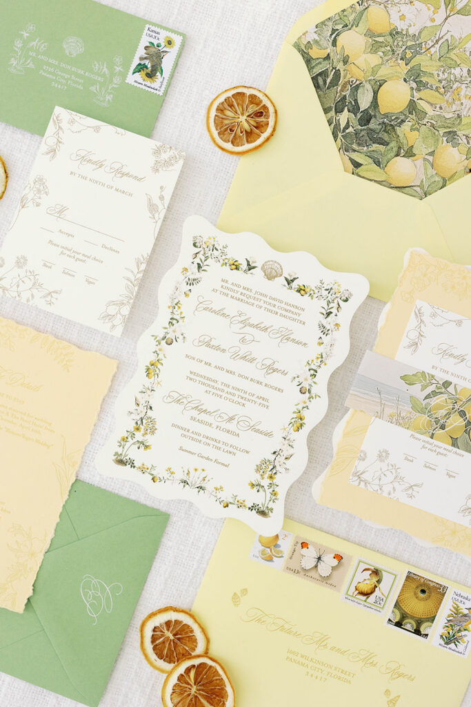 yellow wedding flat lay