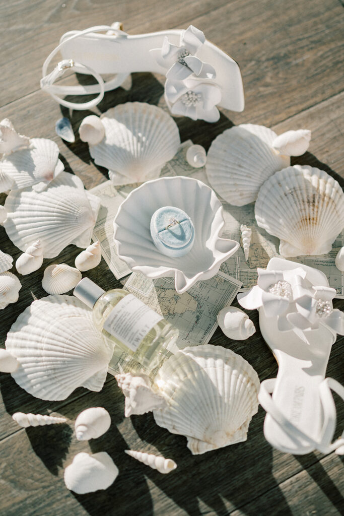 seashell wedding flat lay