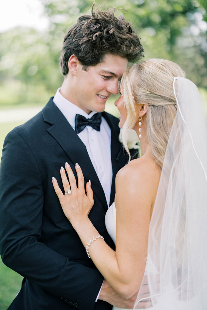bride and groom kissing