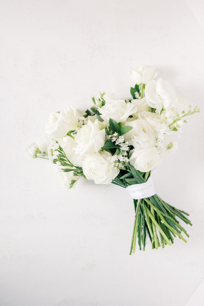 Classic white and green wedding bouquet