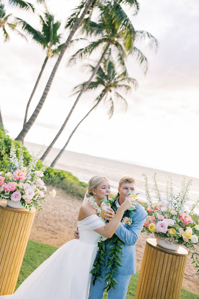 bride and groom beach wedding