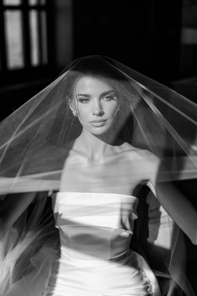 bride posing in veil