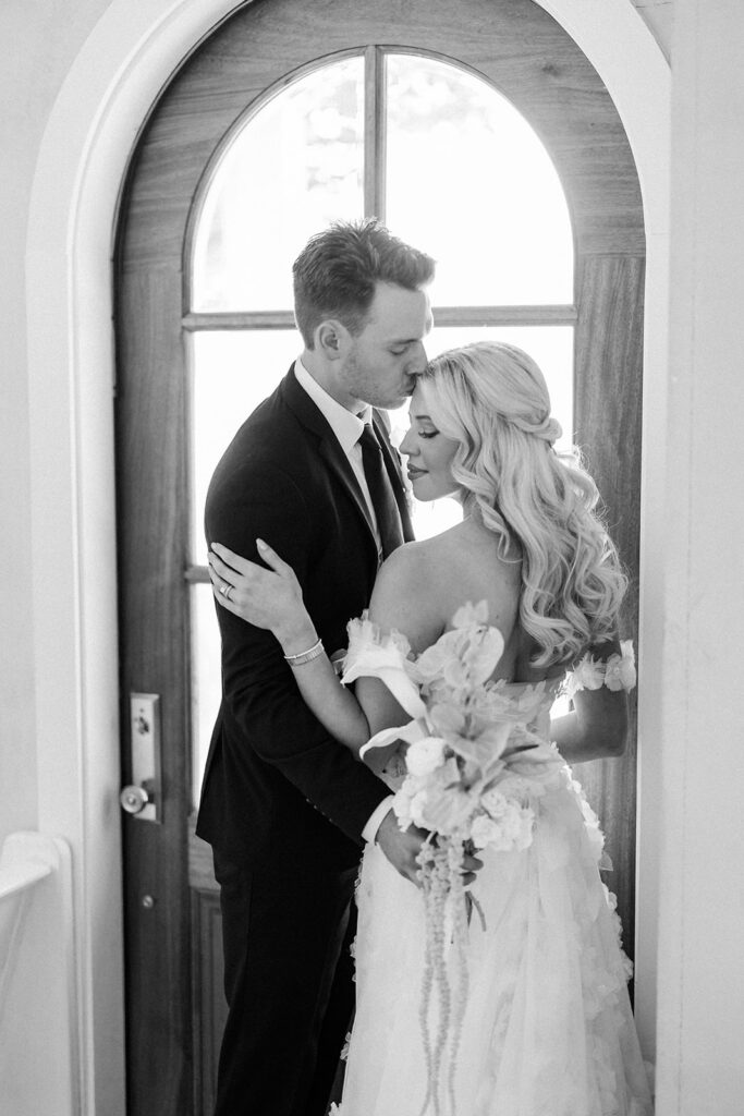 b&w bride and groom portrait 