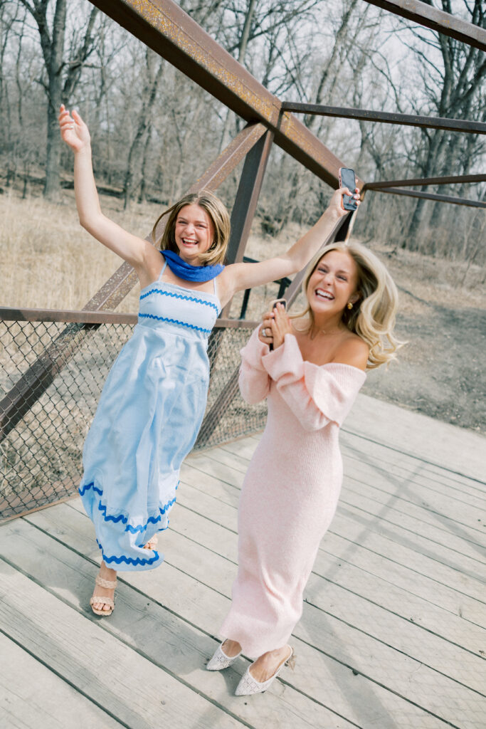 friends celebrating after proposal 