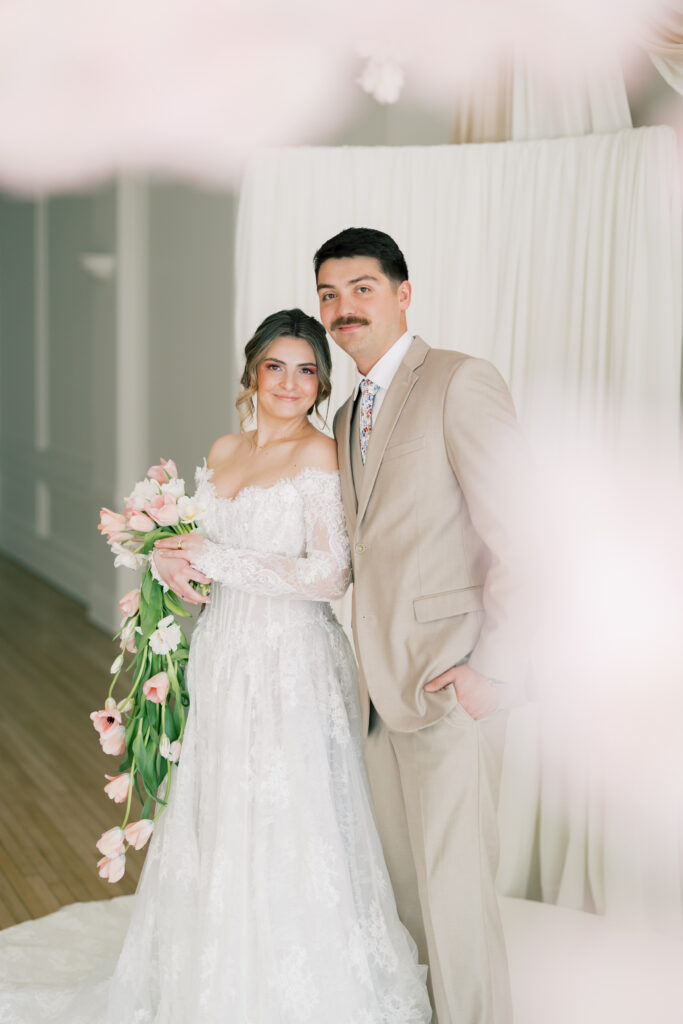 bride and groom garden party