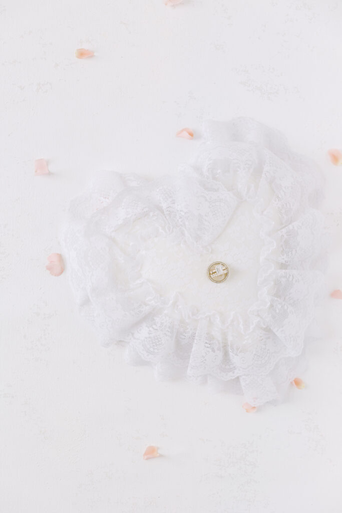 pink wedding details and rings