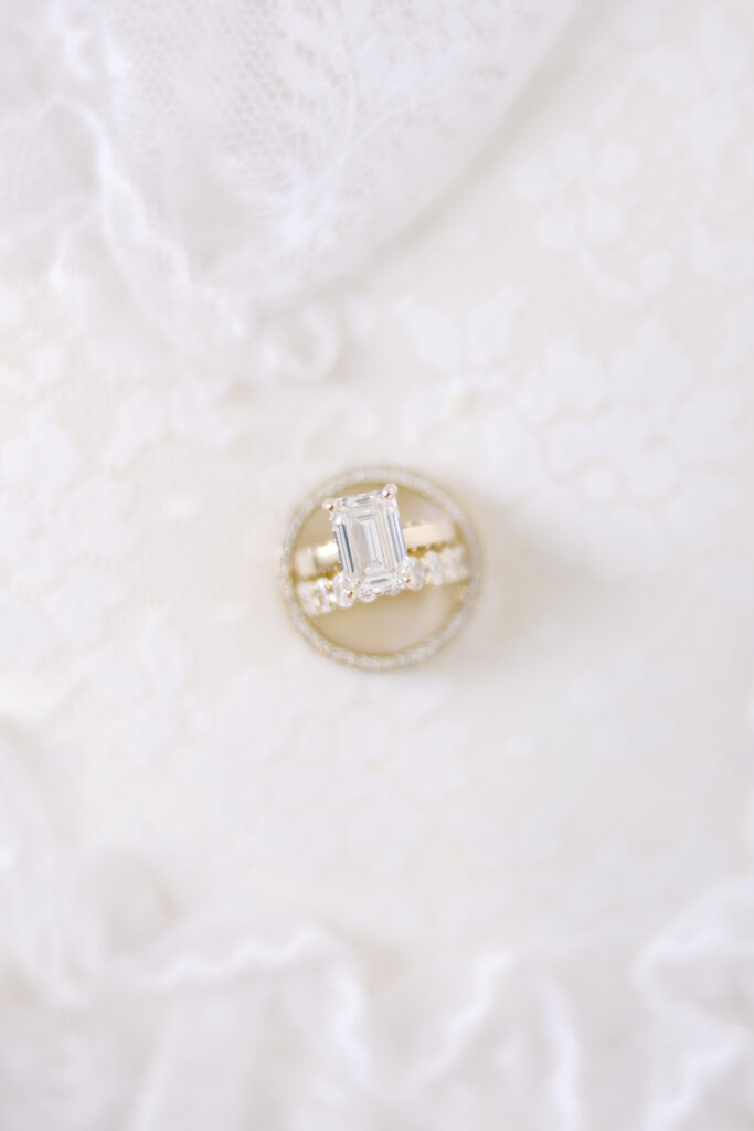 pink wedding details and rings