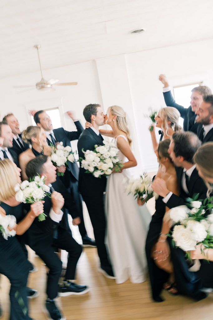 blurry bridal party photo