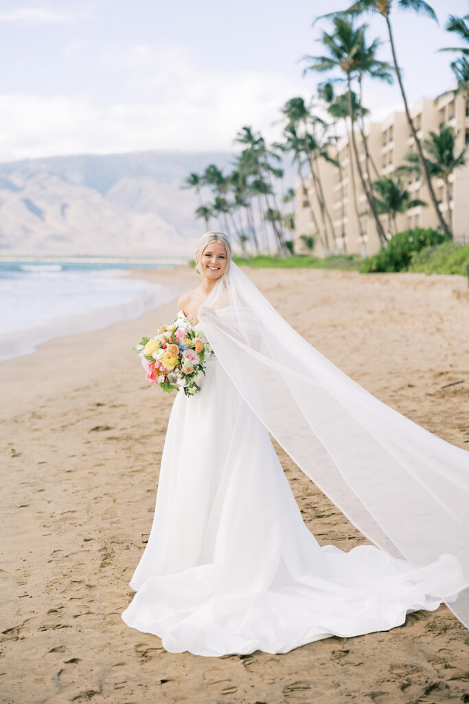 bridal portrait on the beach