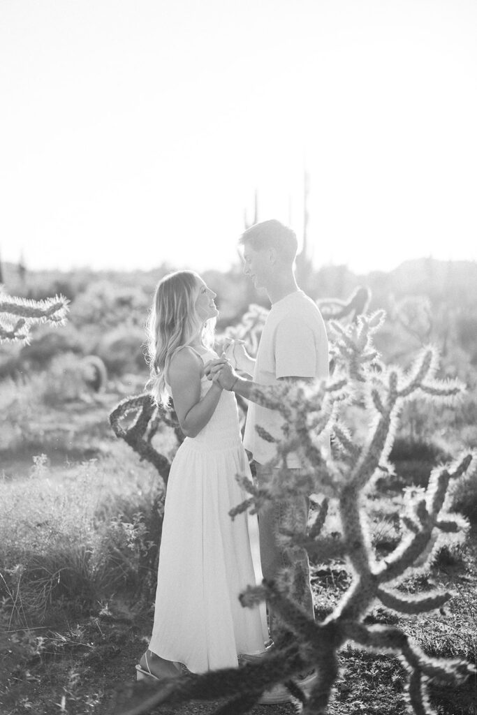 B&W couple portraits in the desert
