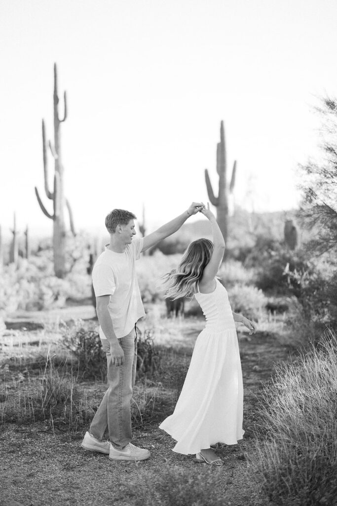B&W couple portraits in the desert