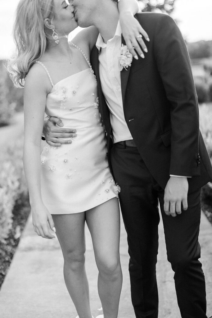 bride and groom kissing