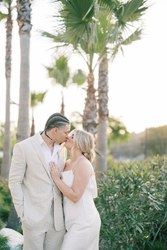 bride and groom kissing