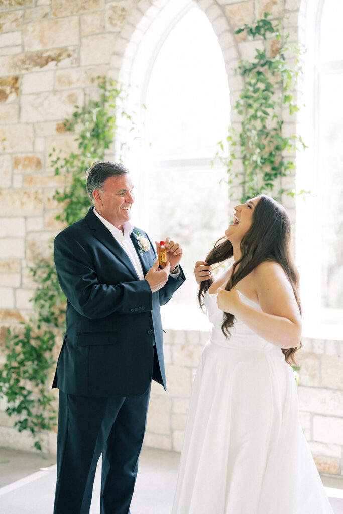 First look Bride and Dad