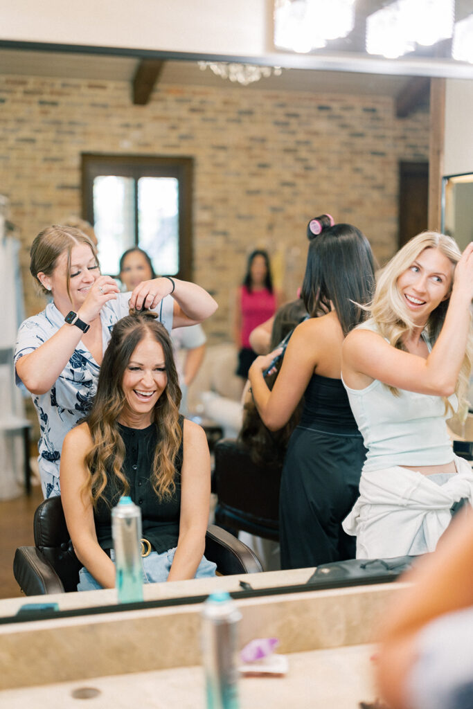 Bridesmaids getting ready