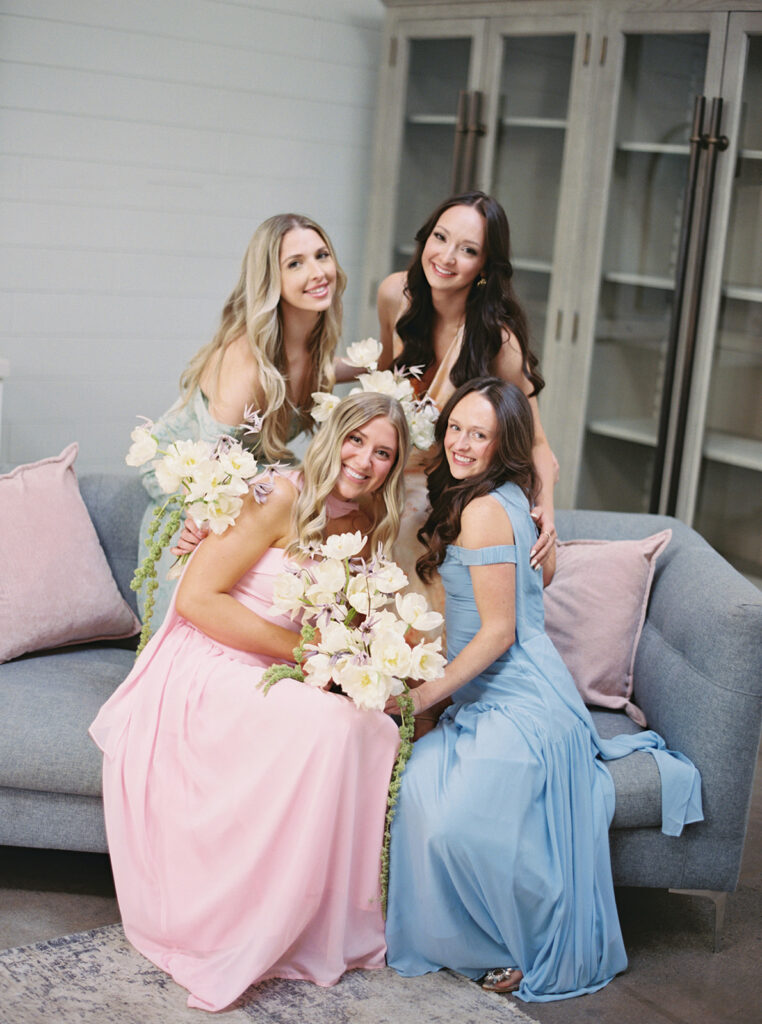 bridesmaids in getting ready suite 