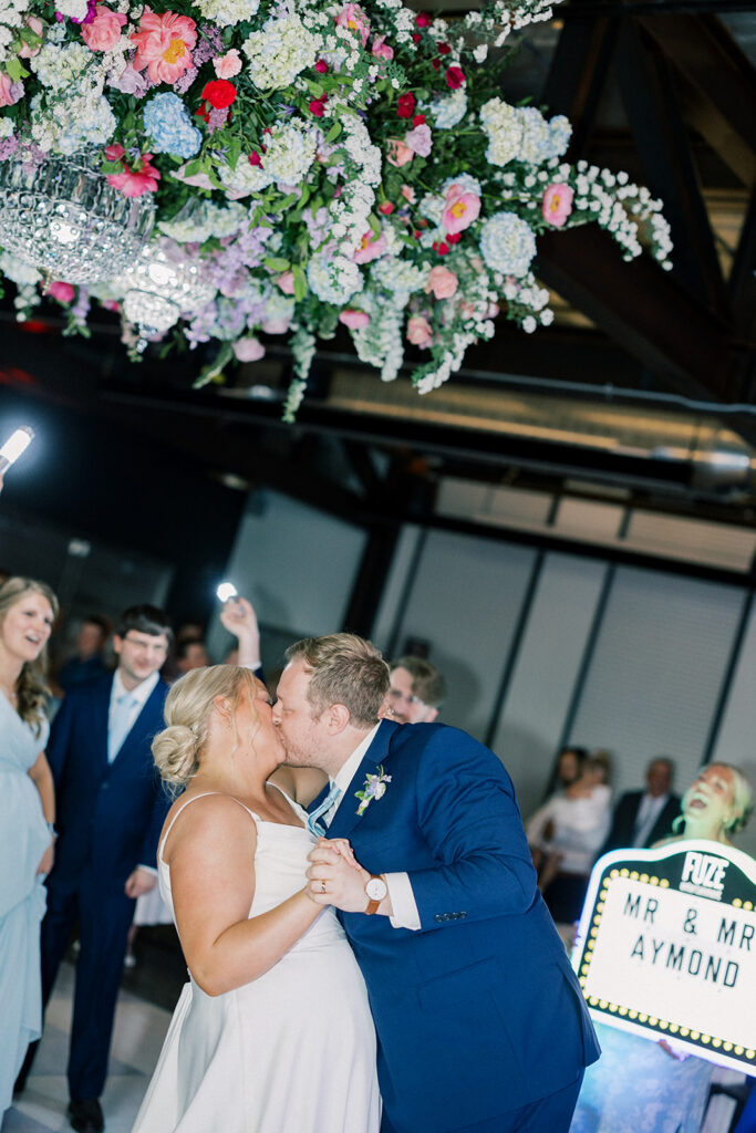 fargo lux wedding flowers hanging installation