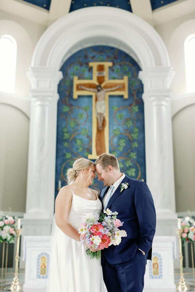 bride and groom wedding flowers