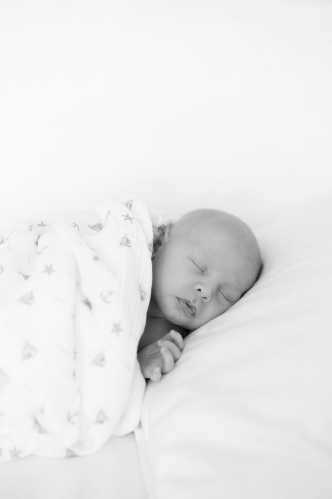 black and white newborn portrait