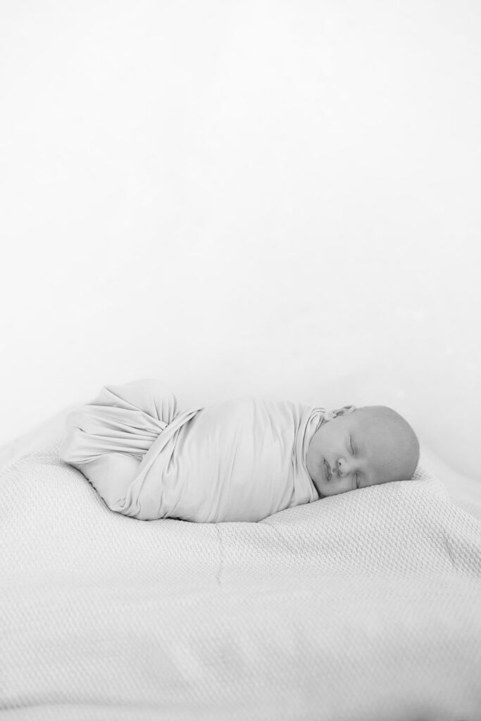 black and white newborn portrait