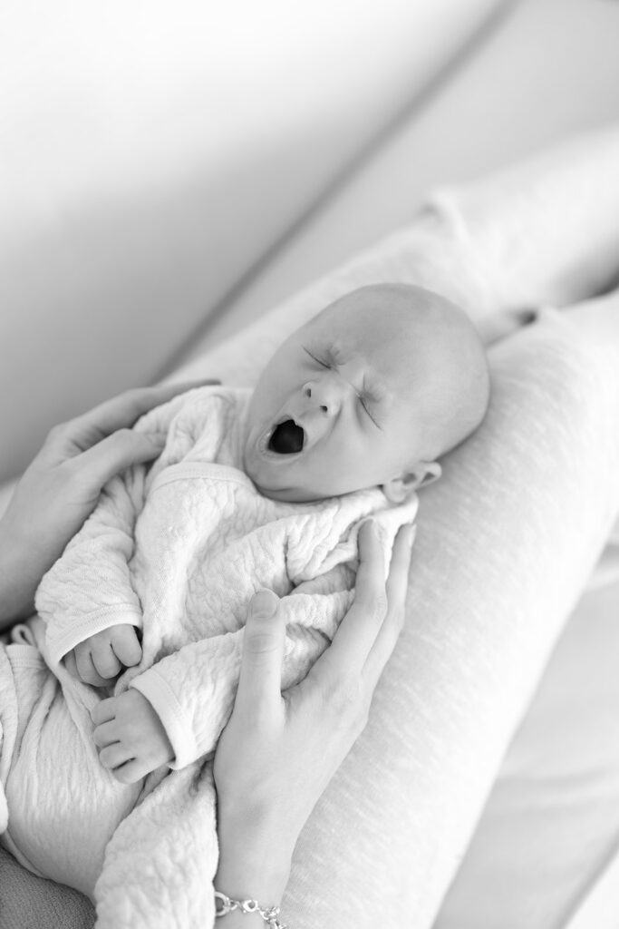 black and white newborn portrait